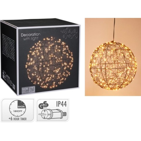 SFERA METALLO NERO 30 LED D.25